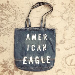 Blue jean denim American Eagle tote bag